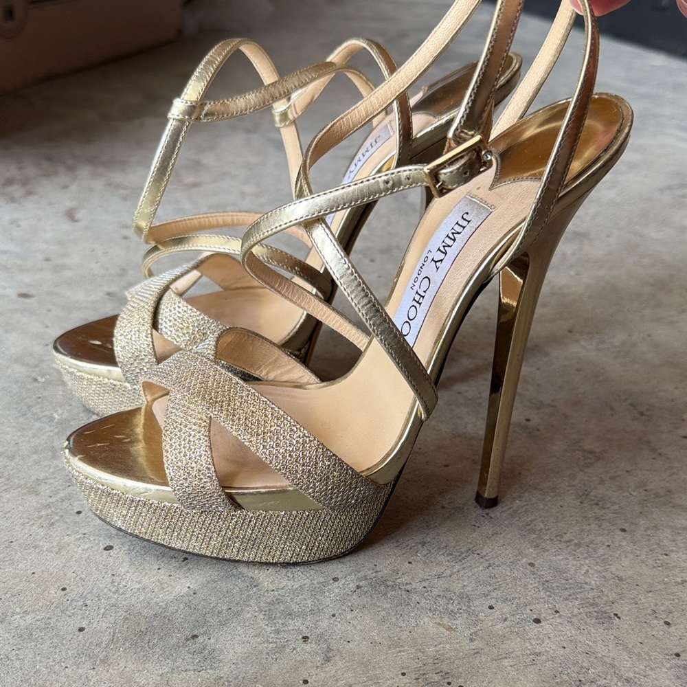 Jimmy Choo Metallic Gold Platform Heels
